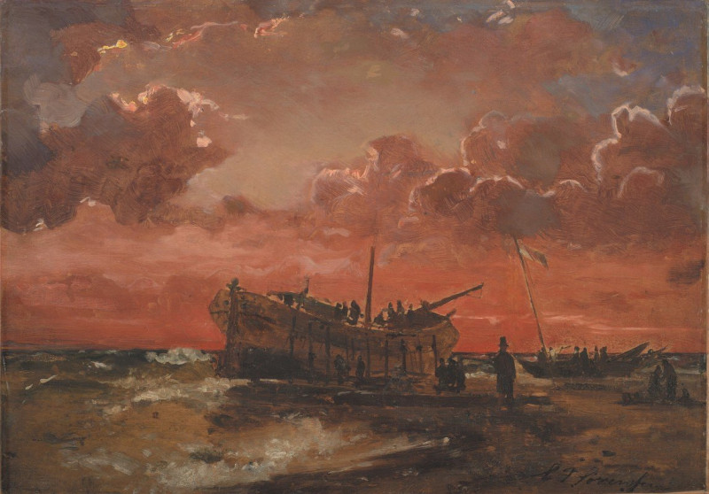 Carl Frederik Sørensen reprodukcija A Wreck on the West Coast of Jutland at Sunset (1846 - 1847), VISOS REPRODUKCIJOS , pavei...