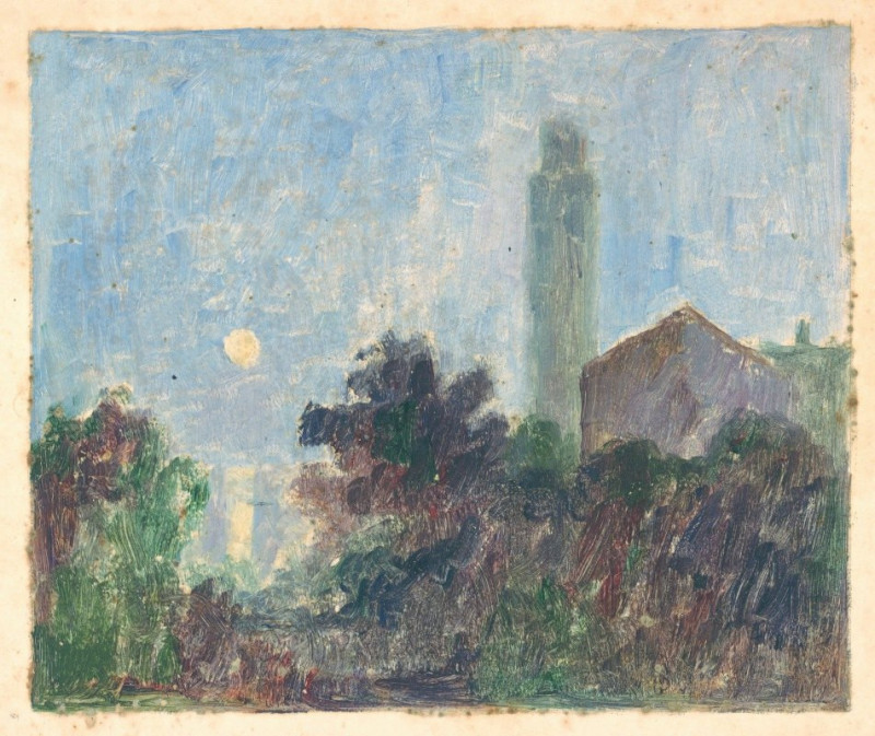 Dezider Czölder reprodukcija Landscape with a Church (1901–1925), VISOS REPRODUKCIJOS , paveikslai, reprodukcijos internetu