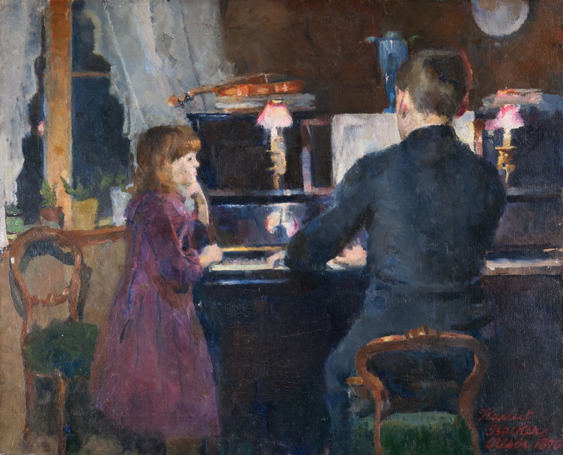 Big Brother Playing (1890) reproduction of painting by Harriet Backer. ALL GICLEE PRINTS