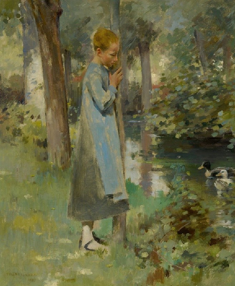 By the river ( 1887) reproduction of painting by Theodore Robinson. ALL GICLEE PRINTS