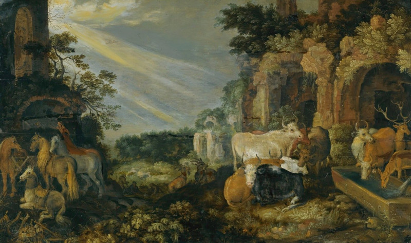 Roelant Savery reprodukcija Paradise Landscape With Horses, Cows, Goats And Herders, VISOS REPRODUKCIJOS , paveikslai, reprod...