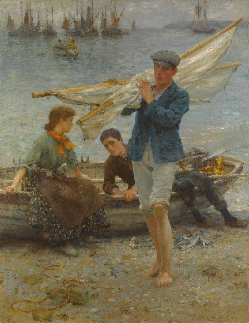 Henry Scott Tuke reprodukcija Return From Fishing (1907), VISOS REPRODUKCIJOS , paveikslai, reprodukcijos internetu