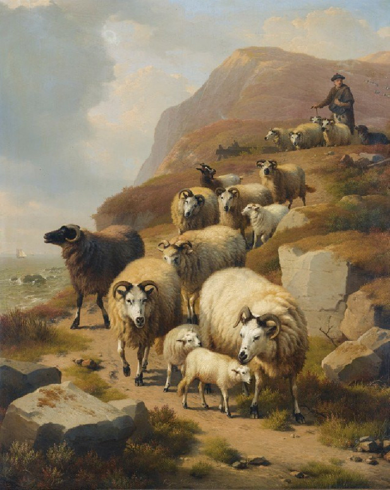 A Shepherd And His Flock (1871) reproduction of painting by Eugène Joseph Verboeckhoven. ALL GICLEE PRINTS