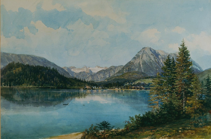 Der Altausseersee mit dem Dachstein (1840) reproduction of painting by Thomas Ender. ALL GICLEE PRINTS