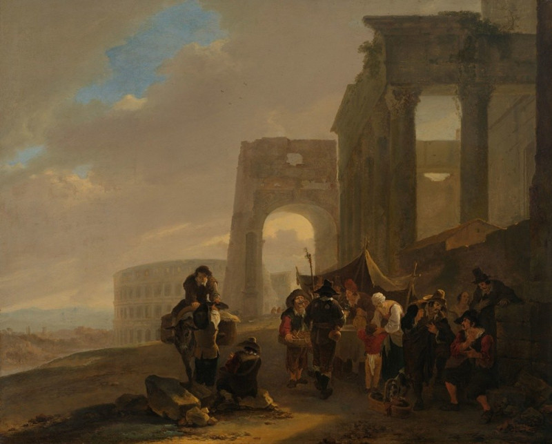 Street Scene with Roman Ruins (c. 1642 - c. 1644) reproduction of painting by Jan Both. ALL GICLEE PRINTS