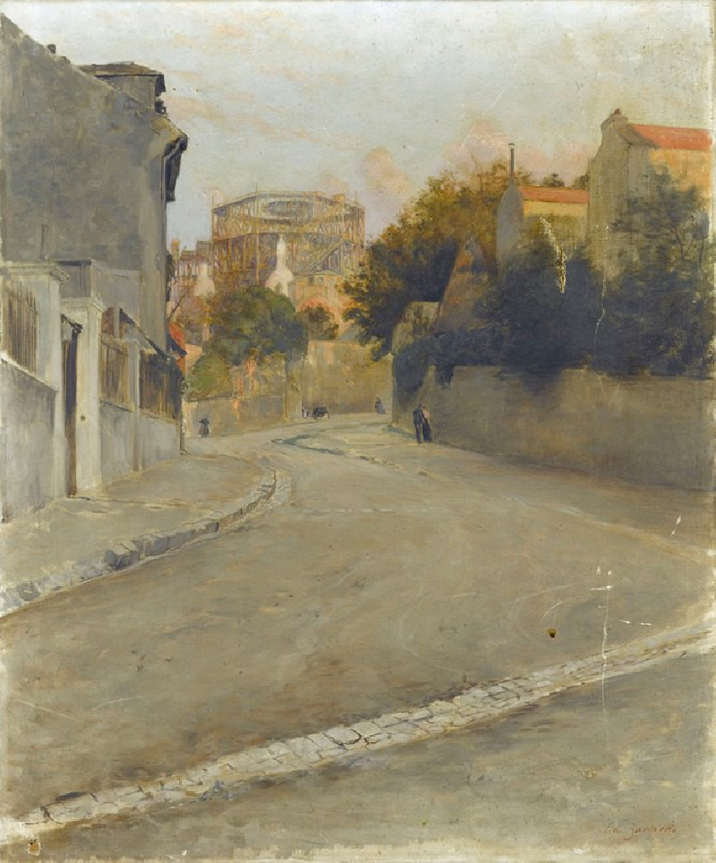 Le Sacré-Cœur en construction, vu de l’abreuvoir de Montmartre, vers 1895 (1895) reproduction of painting by Edouard Zawiski....