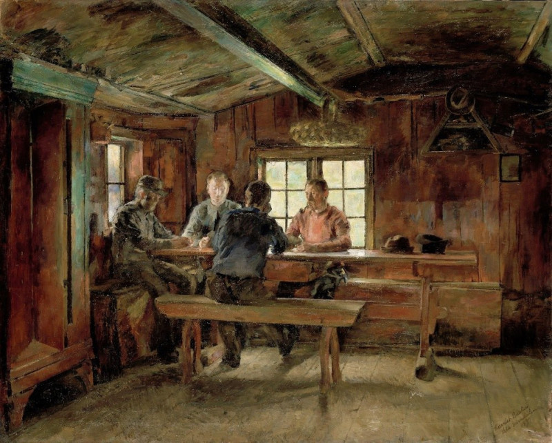 Card Players (1897) reproduction of painting by Harriet Backer. ALL GICLEE PRINTS