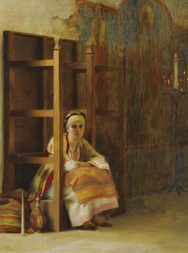 Young Girl In A Greek Church reproduction of painting by Theodoros Ralli. ALL GICLEE PRINTS