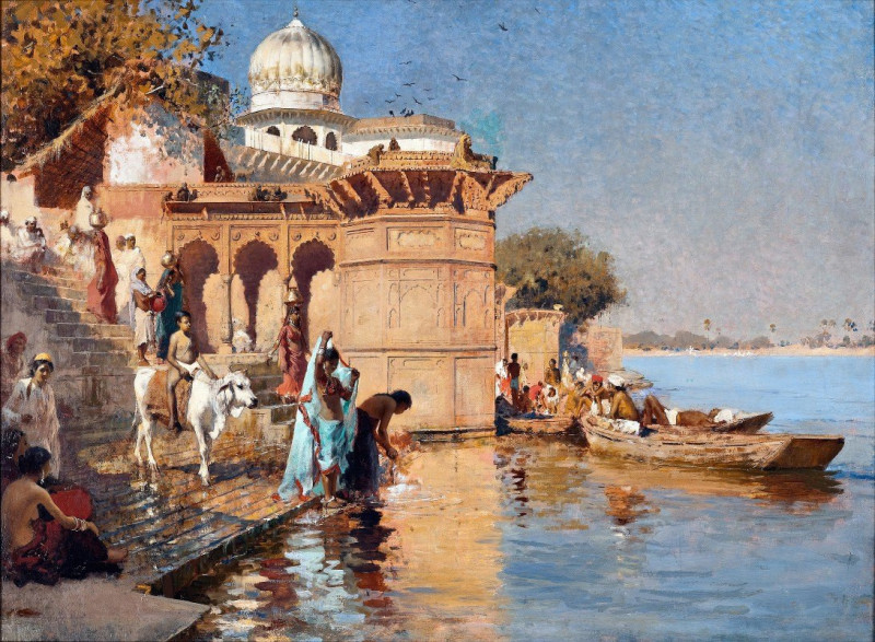 Along the Ghats, Mathura (circa 1880) reproduction of painting by Edwin Lord Weeks. ALL GICLEE PRINTS