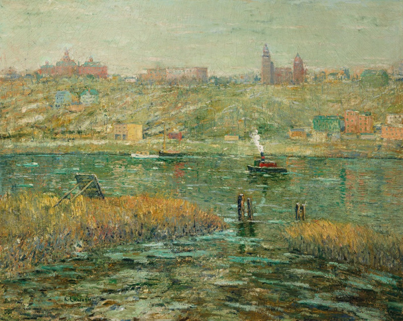 Harlem River (circa 1913-15) reproduction of painting by Ernest Lawson. ALL GICLEE PRINTS