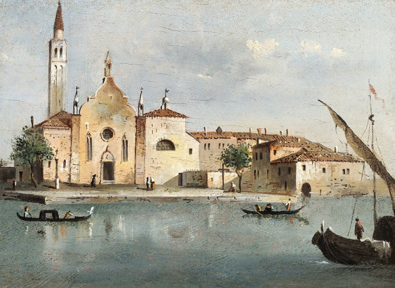 Vue de l’île de Santa Maria delle Grazie reproduction of painting by Giacomo Guardi. ALL GICLEE PRINTS