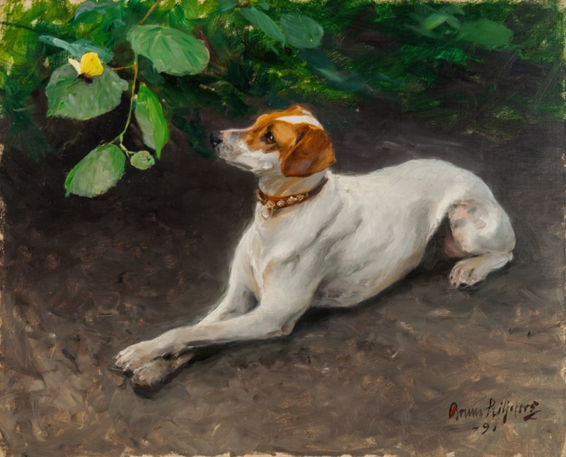 Portrait of a Dog (1891) reproduction of painting by Bruno Liljefors. ALL GICLEE PRINTS