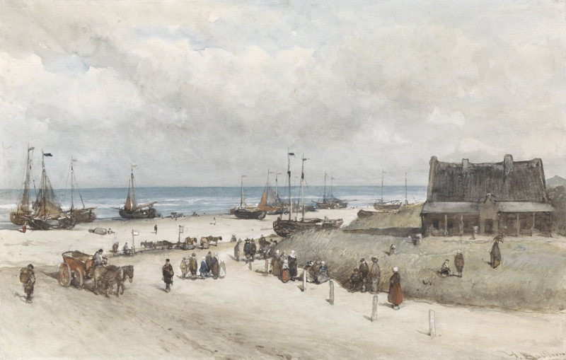 The Beach at Scheveningen (1873) reproduction of painting by Johannes Bosboom. ALL GICLEE PRINTS