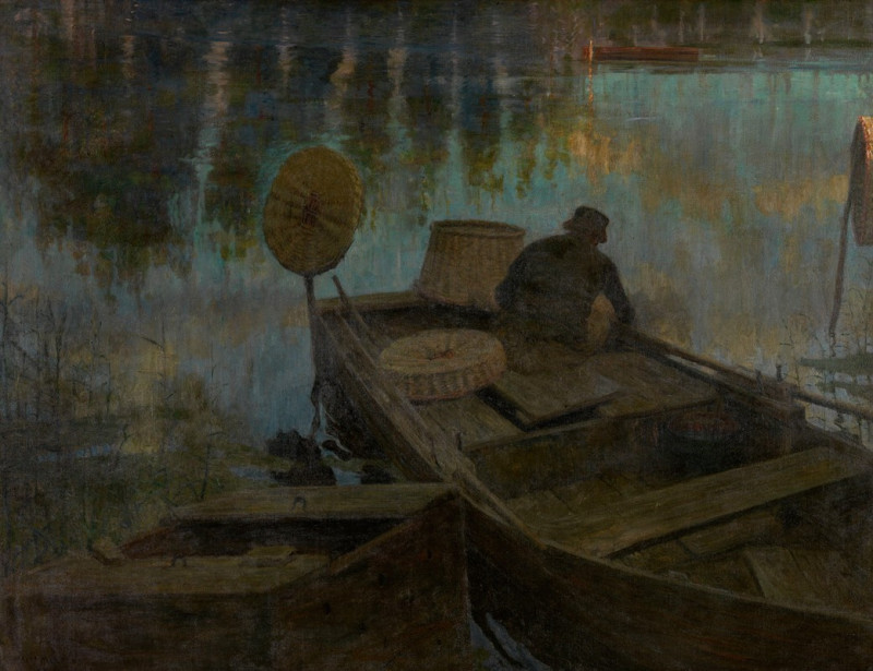 Fisherman in the Moonlight reproduction of painting by Charles Mertens. ALL GICLEE PRINTS