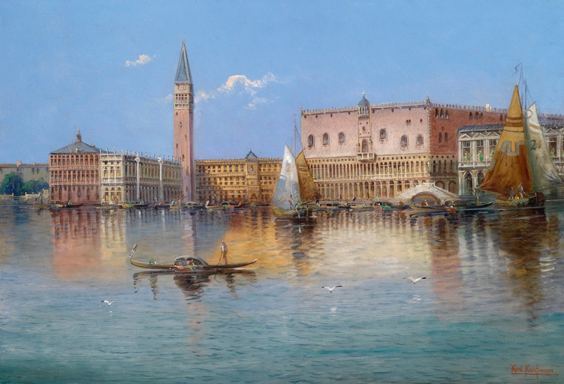 Venedig Acqua Alta reproduction of painting by Karl Kaufmann. ALL GICLEE PRINTS