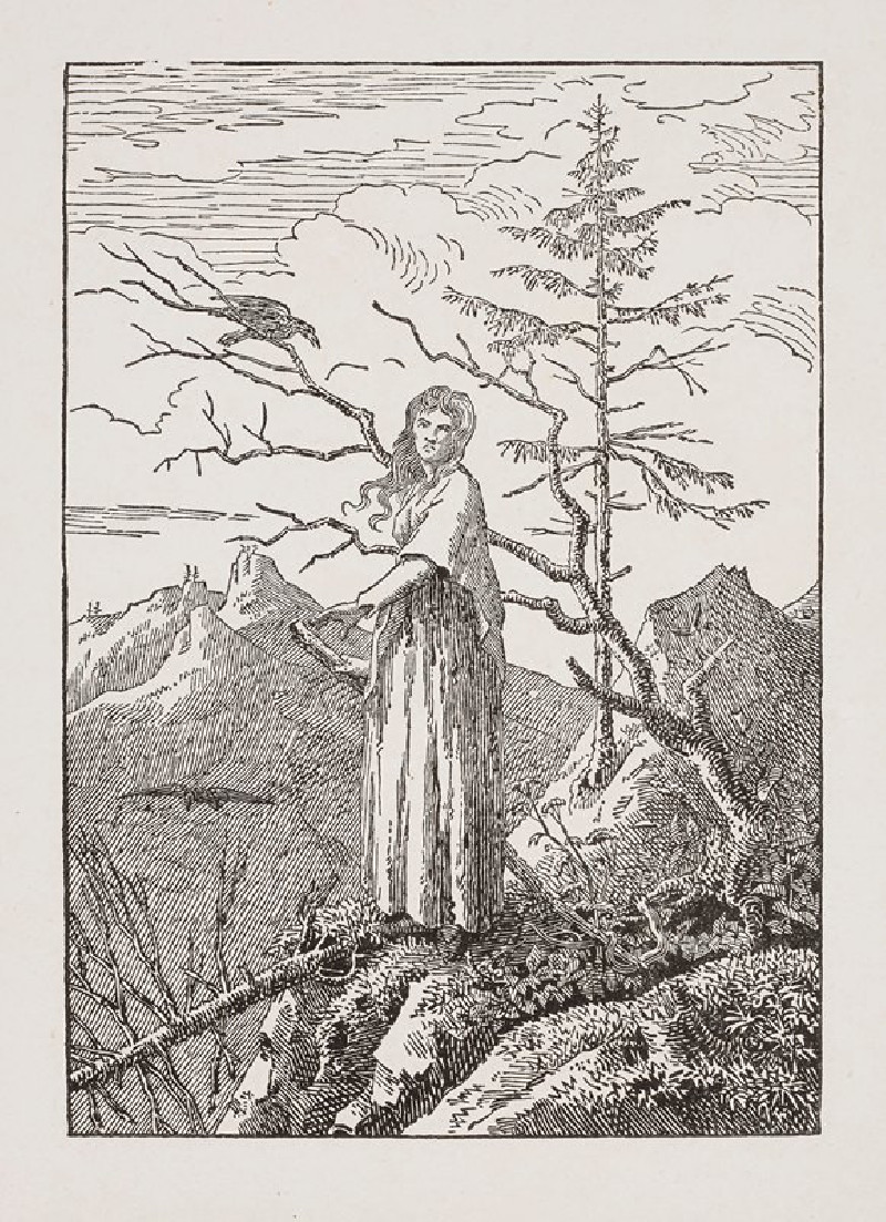 Caspar David Friedrich reprodukcija Woman with Raven at the Abyss (1803), VISOS REPRODUKCIJOS , paveikslai, reprodukcijos int...