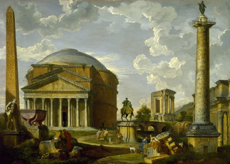 Fantasy View with the Pantheon and other Monuments of Ancient Rome reproduction of painting by Giovanni Paolo Panini. ALL GIC...