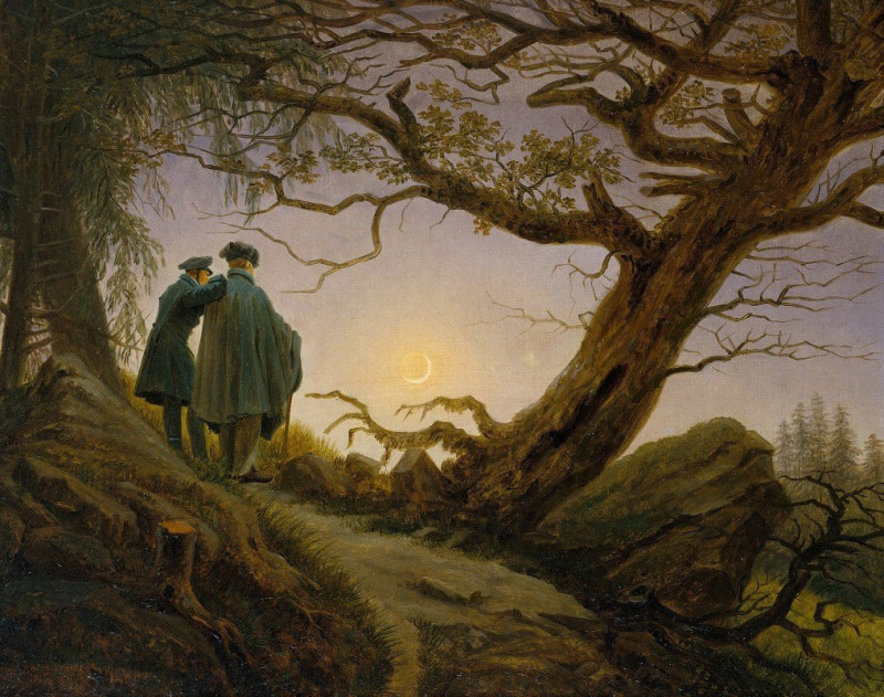 Caspar David Friedrich reprodukcija Two Men Contemplating the Moon (ca. 1825–30), VISOS REPRODUKCIJOS , paveikslai, reprodukc...