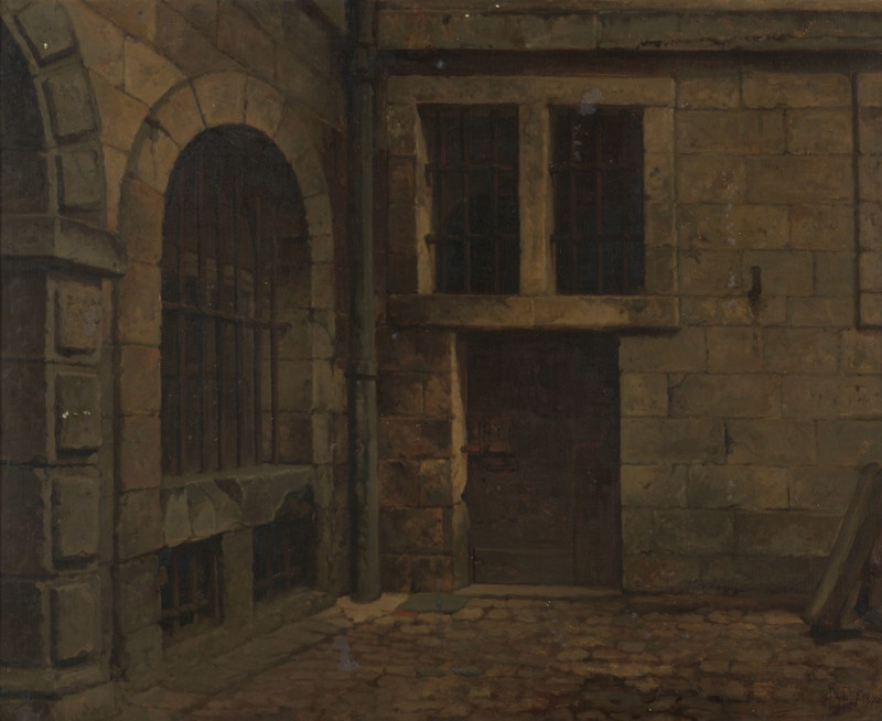 Old Courtyrad of Antwerp Town Hall (1870) reproduction of painting by Henri François Schaefels. ALL GICLEE PRINTS