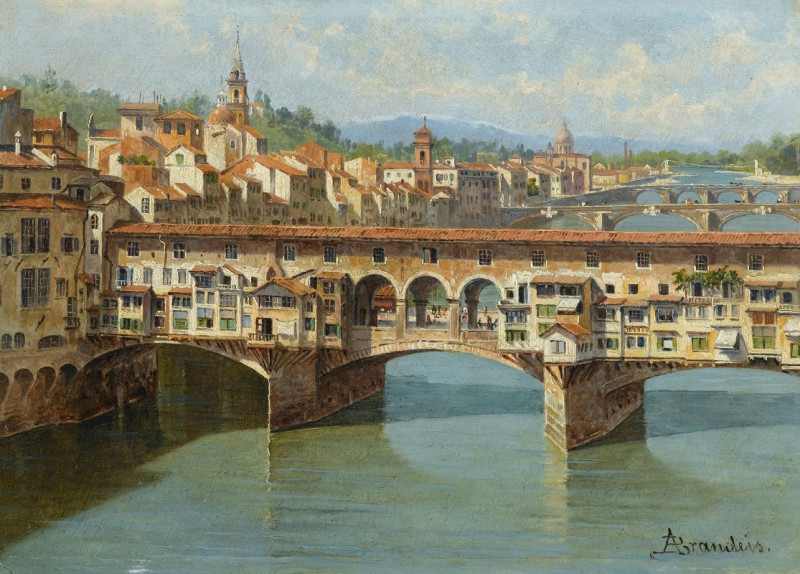 The ponte Vecchio, Florence reproduction of painting by Antonietta Brandeis. ALL GICLEE PRINTS