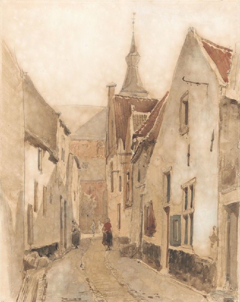 Gezicht in de Ridderstraat te Hattem (1861) reproduction of painting by Johannes Bosboom. ALL GICLEE PRINTS