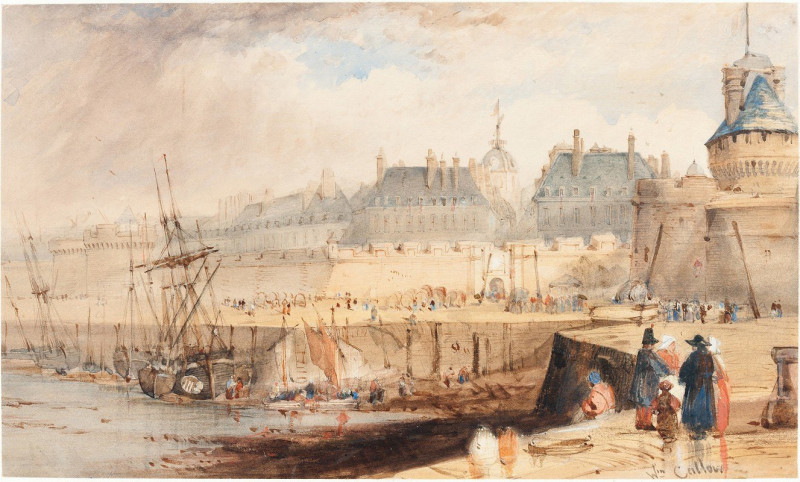 The Harbor of St. Malo at Low Tide (c. 1850) reproduction of painting by William Callow. ALL GICLEE PRINTS