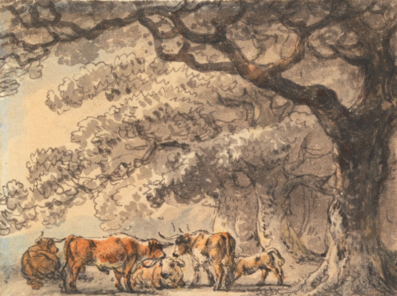 Shelter for Cattle reproduction of painting by Julius Caesar Ibbetson. ALL GICLEE PRINTS