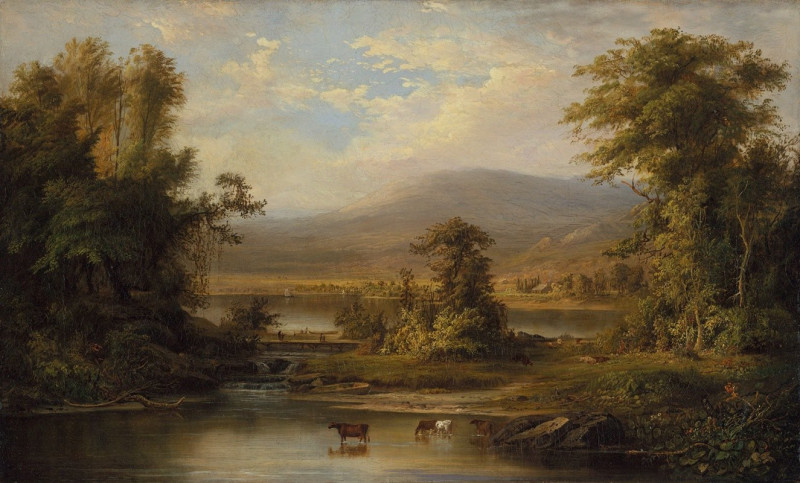 Landscape with Cows Watering in a Stream (1871) reproduction of painting by Robert S. Duncanson. ALL GICLEE PRINTS