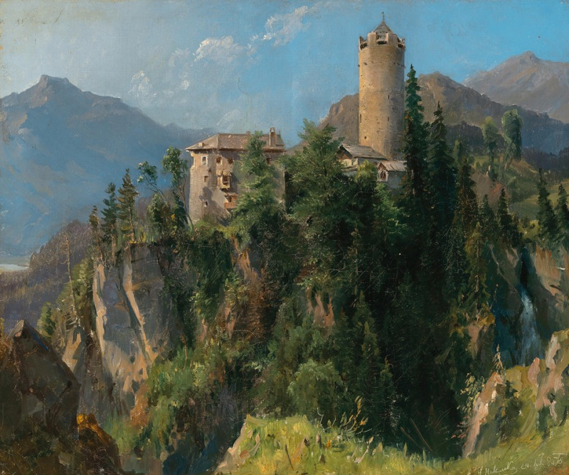 Ludwig Halauska reprodukcija A View of Klamm Castle near Imst in the Inntal in Tyrol (1856), VISOS REPRODUKCIJOS , paveikslai...