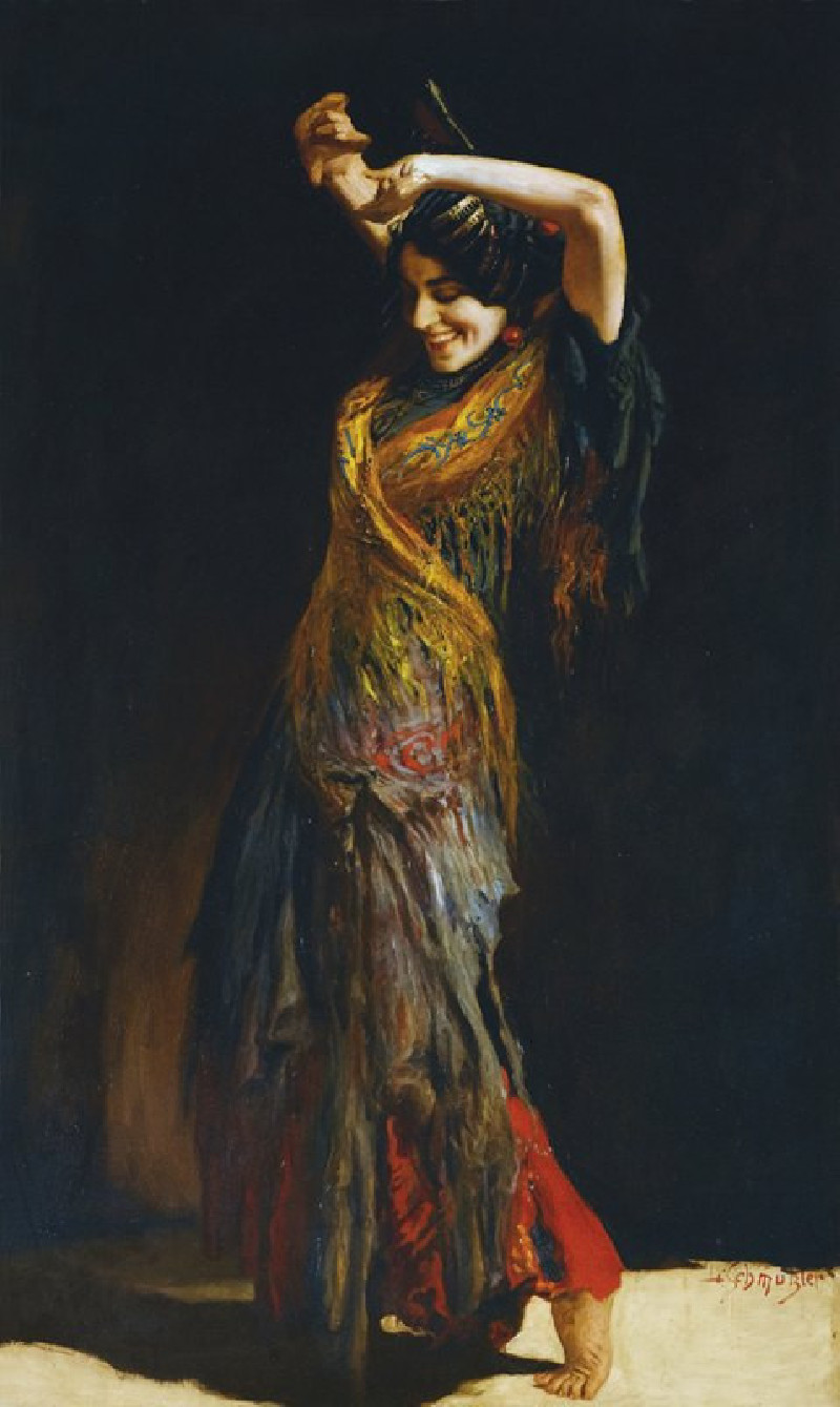 The Flamenco Dancer reproduction of painting by Leopold Schmutzler. ALL GICLEE PRINTS