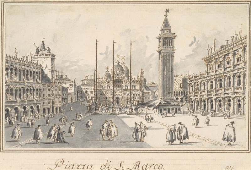 Piazza San Marco, Looking toward the Basilica (ca. 1804–28) reproduction of painting by Giacomo Guardi. ALL GICLEE PRINTS