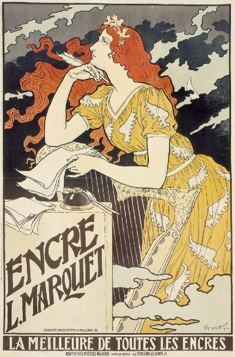 Encre L. Marquet (1892) reproduction of painting by Eugène Grasset. ALL GICLEE PRINTS