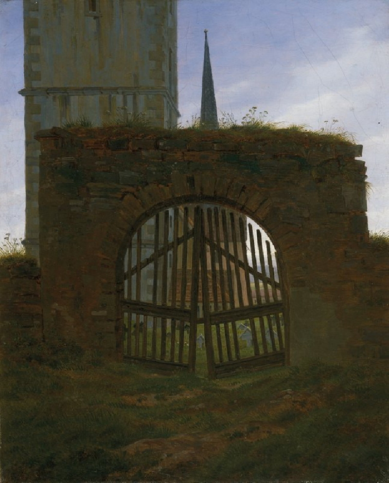 The Cemetery Gate (The Churchyard) (between 1825 and 1830) reproduction of painting by Caspar David Friedrich. ALL GICLEE PRINTS