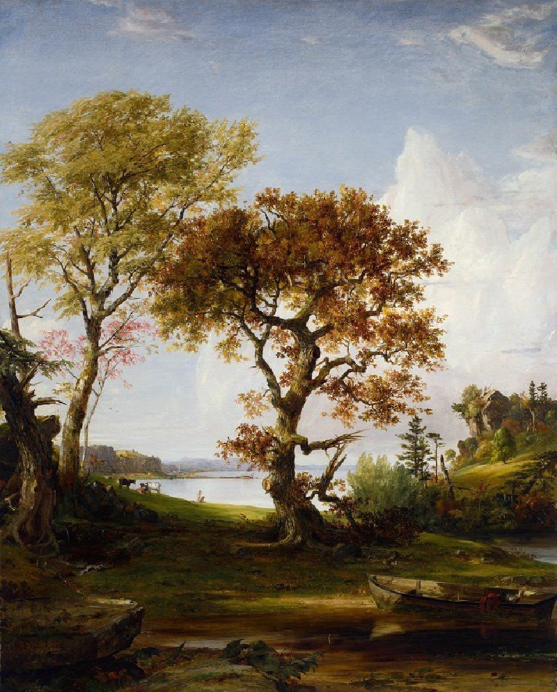 The Hudson at Piermont (1852) reproduction of painting by Jasper Francis Cropsey. ALL GICLEE PRINTS