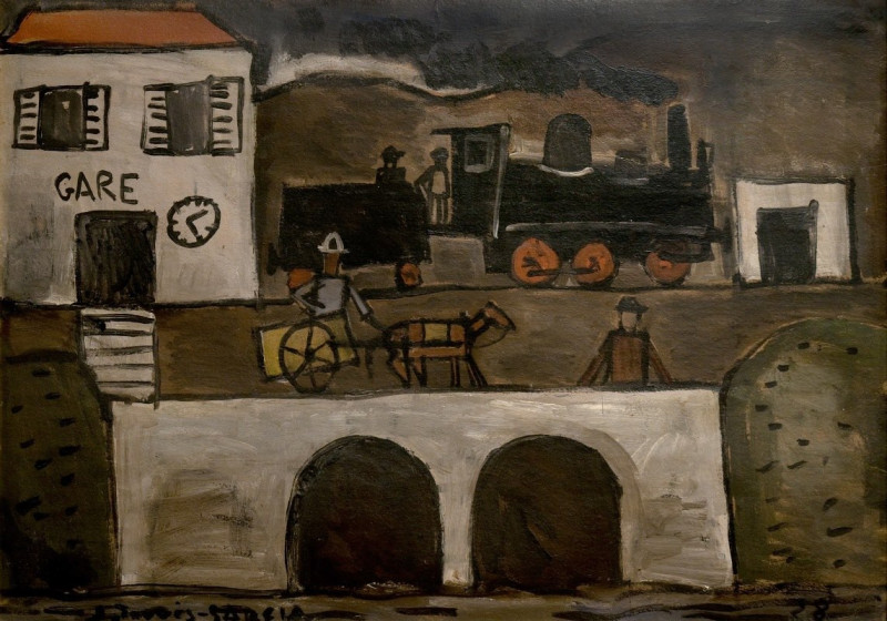 Gare (1928) reproduction of painting by Joaquín Torres-García. ALL GICLEE PRINTS