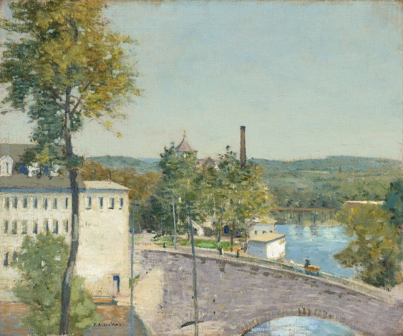 U.S. Thread Company Mills,Willimantic,Connecticut (c. 1893-1897) reproduction of painting by Julian Alden Weir. ALL GICLEE PR...