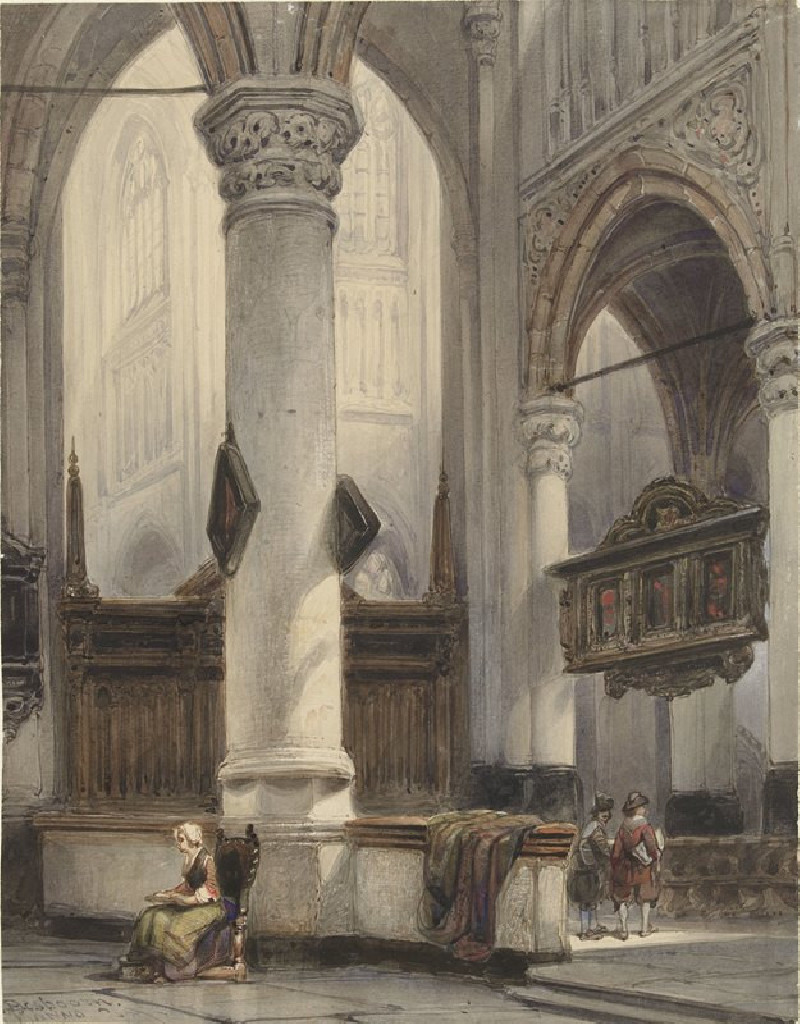 Interieur van de Nieuwe Kerk te Delft (1839) reproduction of painting by Johannes Bosboom. ALL GICLEE PRINTS