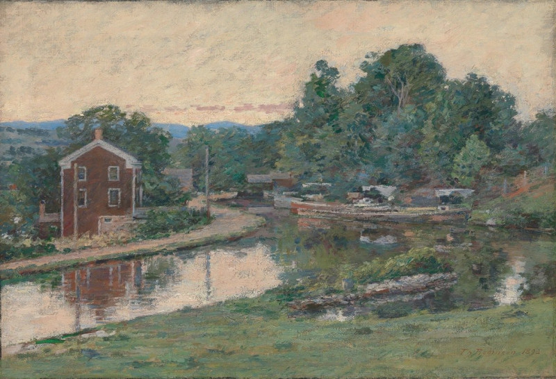 Evening at the Lock, Napanoch, New York (1893) reproduction of painting by Theodore Robinson. ALL GICLEE PRINTS