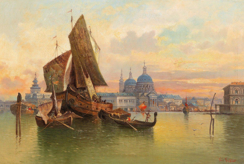 Venetian Scene reproduction of painting by Karl Kaufmann. ALL GICLEE PRINTS