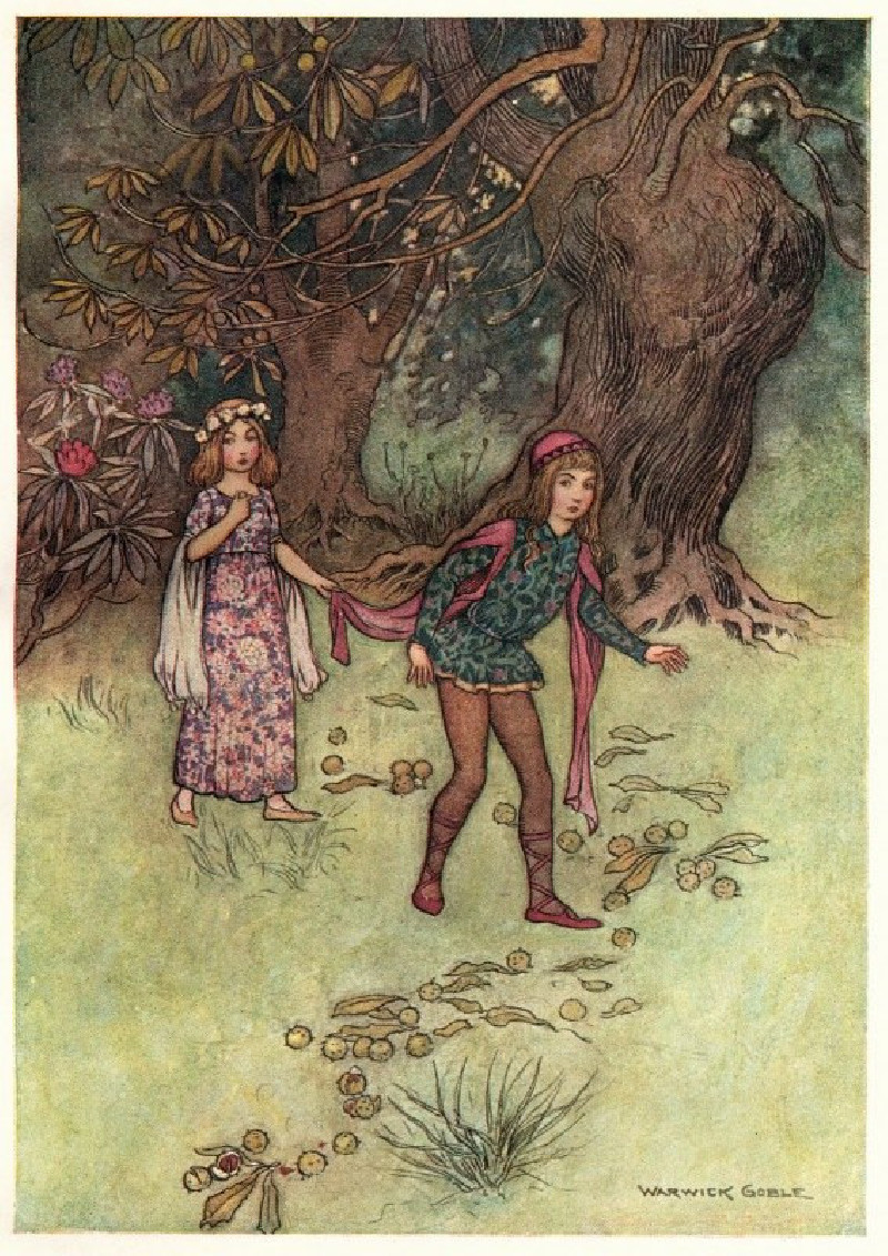 Warwick Goble reprodukcija Nennillo and Nennella in the Wood (1911), VISOS REPRODUKCIJOS , paveikslai, reprodukcijos internetu