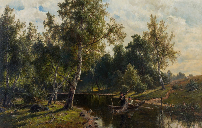 Fishing (1879) reproduction of painting by Edvard Bergh. ALL GICLEE PRINTS