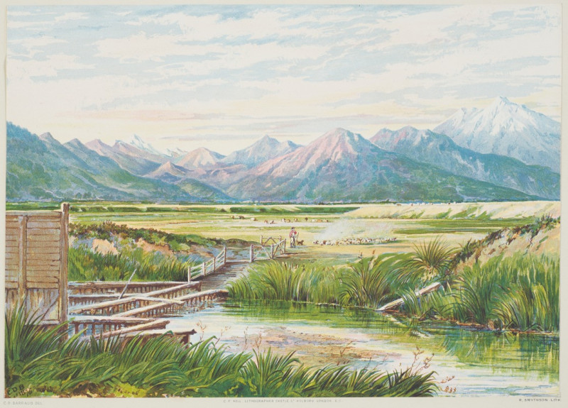 New Zealand Graphic and Descriptive. Mount Alford. (1877) reproduction of painting by Charles Decimus Barraud. ALL GICLEE PRINTS