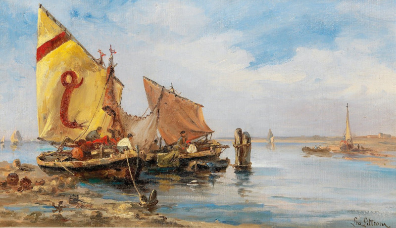 Leontine von Littrow reprodukcija Fishermen in the Venetian Lagoon, VISOS REPRODUKCIJOS , paveikslai, reprodukcijos internetu