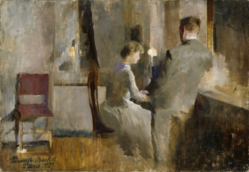 Harriet Backer reprodukcija Music, Interior from Paris (1887), VISOS REPRODUKCIJOS , paveikslai, reprodukcijos internetu