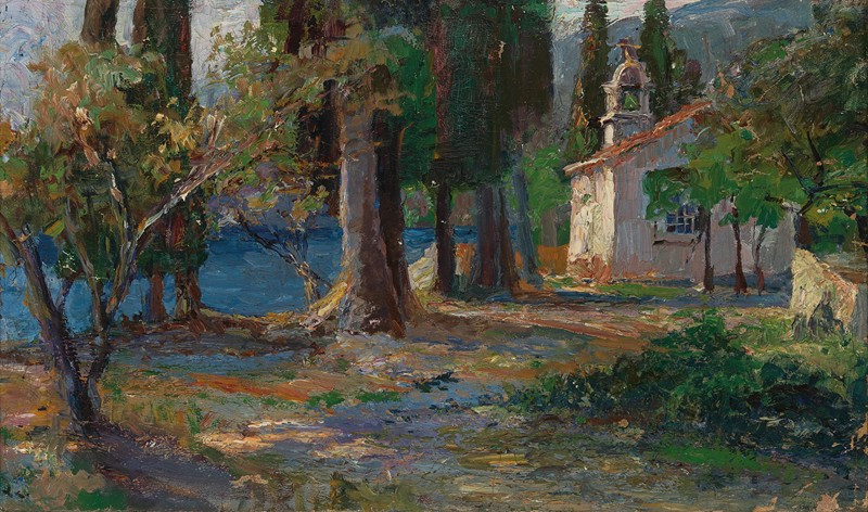 A Small Church by the Sea near Lovran, south of Opatija reproduction of painting by Leontine von Littrow. ALL GICLEE PRINTS