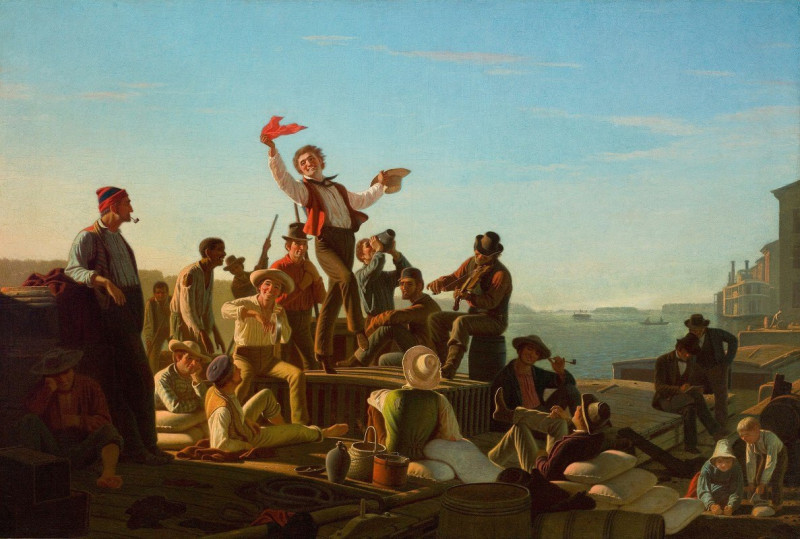 Jolly Flatboatmen in Port (1857) reproduction of painting by George Caleb Bingham. ALL GICLEE PRINTS