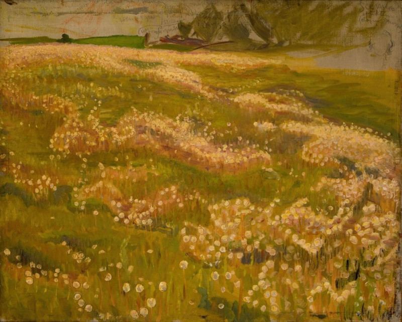 Sketch for The Knight and the Maiden (Dandelion Meadow) (1897) reproduction of painting by Richard Bergh. ALL GICLEE PRINTS