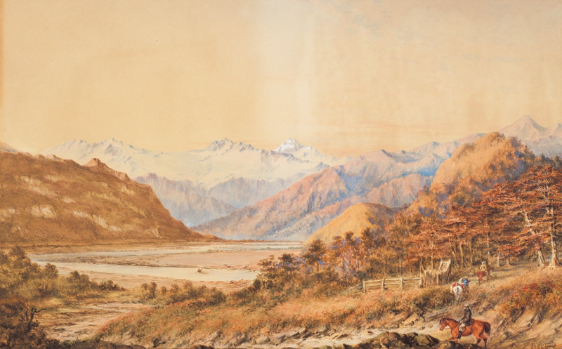 View of Mt. Aspiring, Province of Otago, looking north up the Valley of Matekitiki River from Dr Hector’s camp of 1863 (1866)...