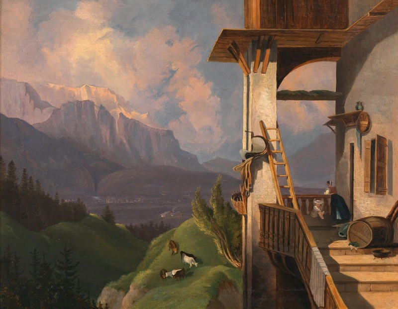 Innsbruck mit der Nordkette (1835) reproduction of painting by Adalbert Stifter. ALL GICLEE PRINTS