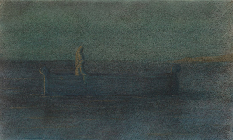 Two Cloaked Figures in a Boat (1911–24) reproduction of painting by Herbert Crowley. ALL GICLEE PRINTS